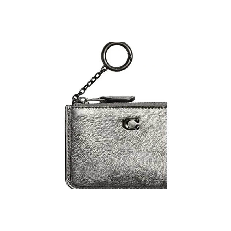 COACH Sheepskin Card Holder Mini Unisex Anthracite-2