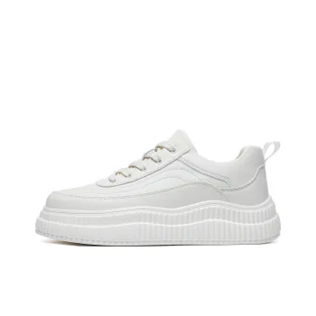 CEDAR HAN White Sneakers Slip Resistant Lightweight Height Increasing Low Top Skateboard Shoes Men's