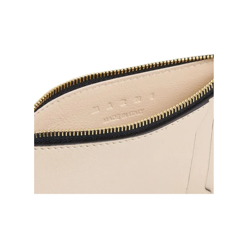 MARNI Smooth Calf Leather Card Holder Women's Cream-3