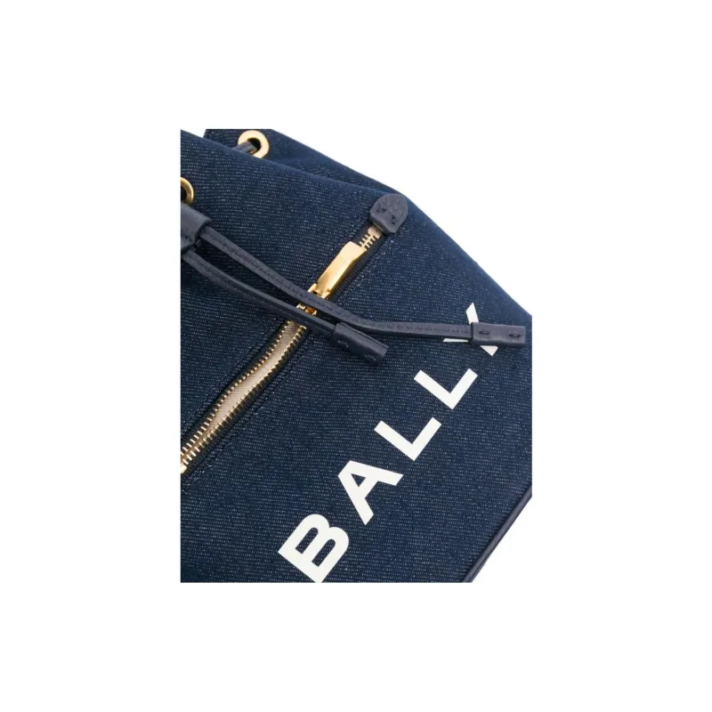 BALLY Fabric Bucket Bag Handbag Women's Blue-2