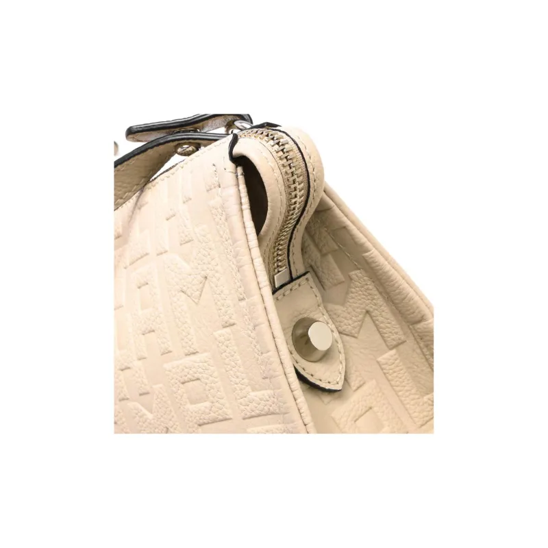 LONGCHAMP Embossed Leather Crossbody Bag Shoulder Bag Women's Beige-3