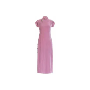 YICHENGFENGXU Cheongsam Women's Lotus Silk Velvet