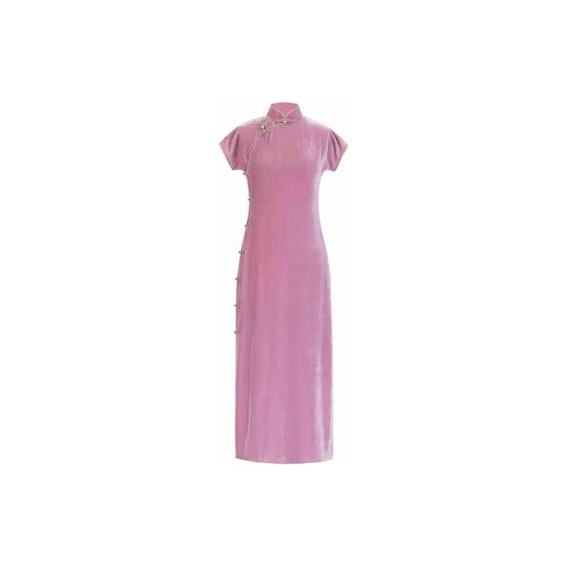 YICHENGFENGXU Cheongsam Women's Lotus Silk Velvet-0