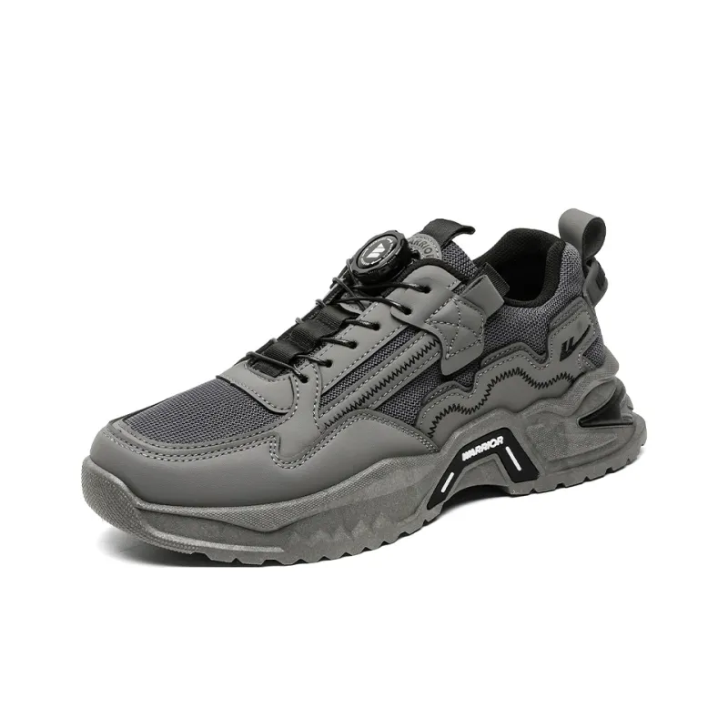 Warrior Breathable Height Increasing Low Top Chunky Sneakers Men's Dark Gray-2