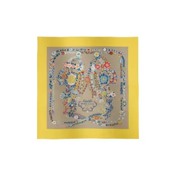 HERMES Mulberry Silk Scarves Women's Bright Yellow