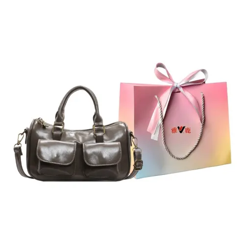 Yalu PU Boston Bag Handbags Women's Gray/Black/Burgundy/Coffee