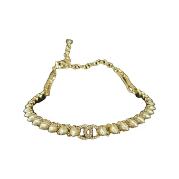 CHANEL Pearl Necklaces Unisex Gold