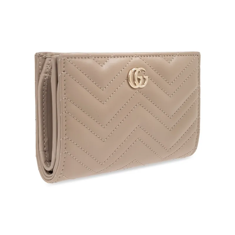 GUCCI GG Marmont Leather Wallet Women's Taupe-1