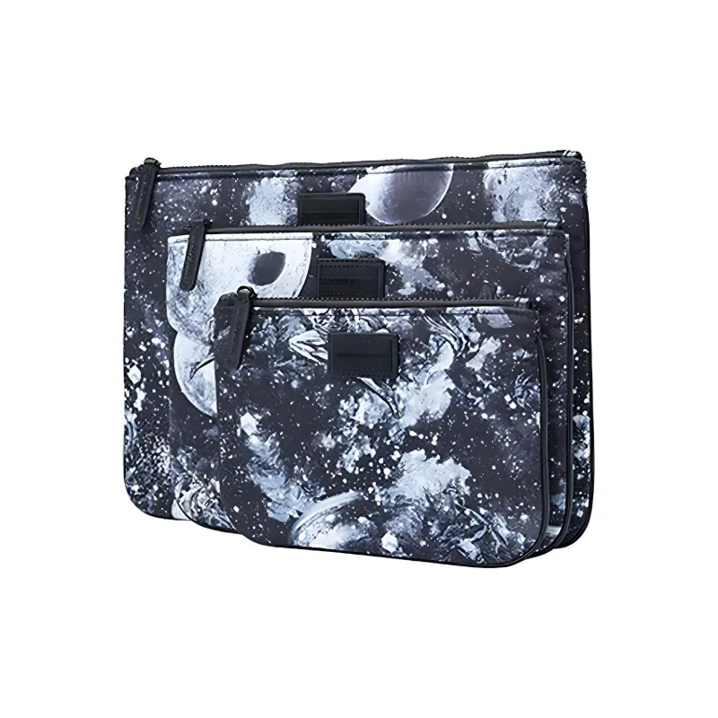 EMPORIO ARMANI Fabric Clutch Men's Black White-1