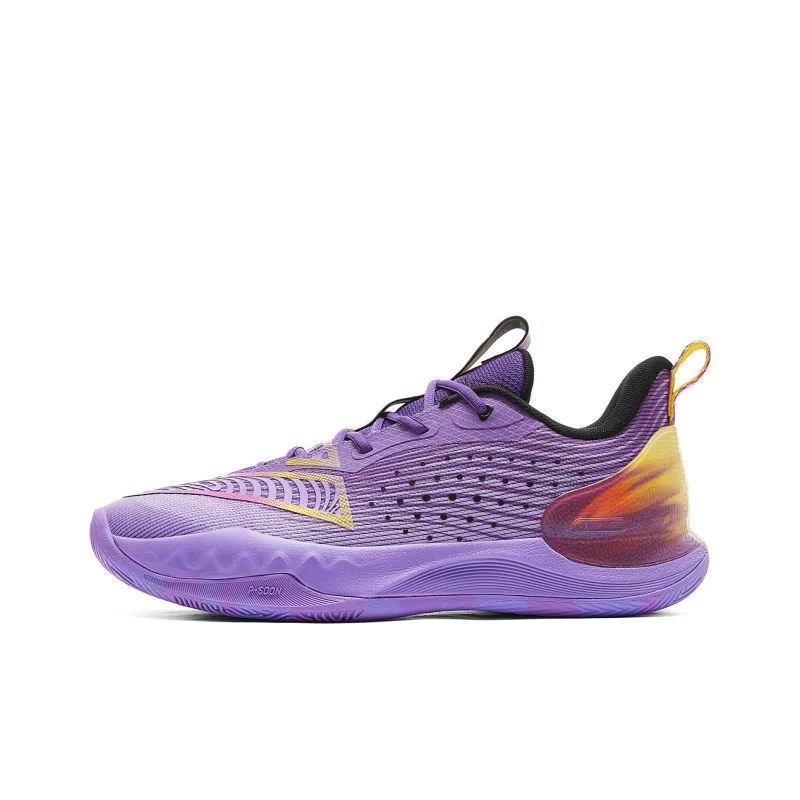 PEAK Basketball Shoes Men Low Top Purple Floral Yarn-1