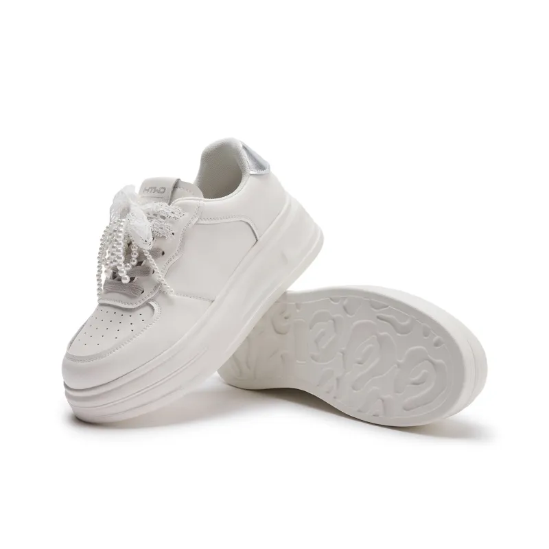 Hotwind Cream Lace Series Low-Top Skateboard Shoes Women's Beige-3
