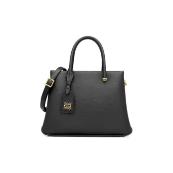 GOLDLION Cow Leather With Synthetic Leather One Shoulder Handbag Medium Size Women's Black/Blue