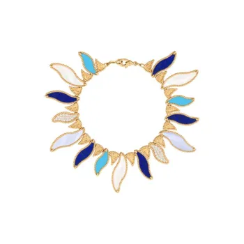 Van Cleef & Arpels 18K Gold Chalcedony Mother Of Pearl Diamond Bracelets Women's Gold