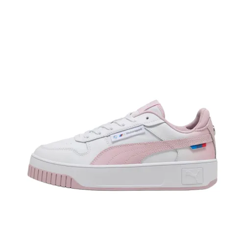 BMW M Motorsport x PUMA Carina Street Anti-Slip Wear-Resistant Low-Top Skateboard Shoes Women's White Pink
