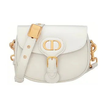 DIOR Bobby Cow Leather Shoulder Bag Crossbody Bag Small Size Women's Milk White
