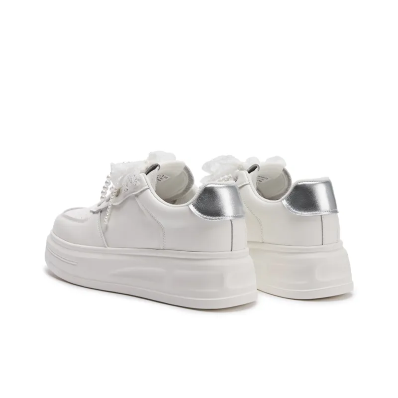 Hotwind Cream Lace Series Low-Top Skateboard Shoes Women's Beige-2