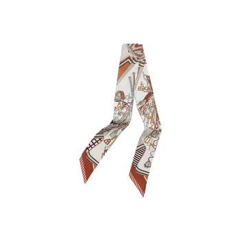 HERMES Silk Ribbon Mulberry Silk Silk Scarves Unisex Red