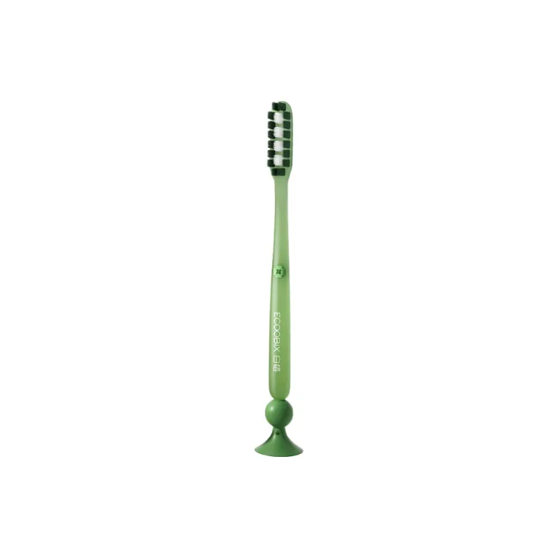Ecoobix Long Cut Toothbrushes Slip Resistant Handle Bottom Suction Cup-4