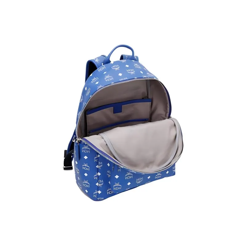 MCM Stark Visetos Canvas Backpack Large Size Men's Blue-4