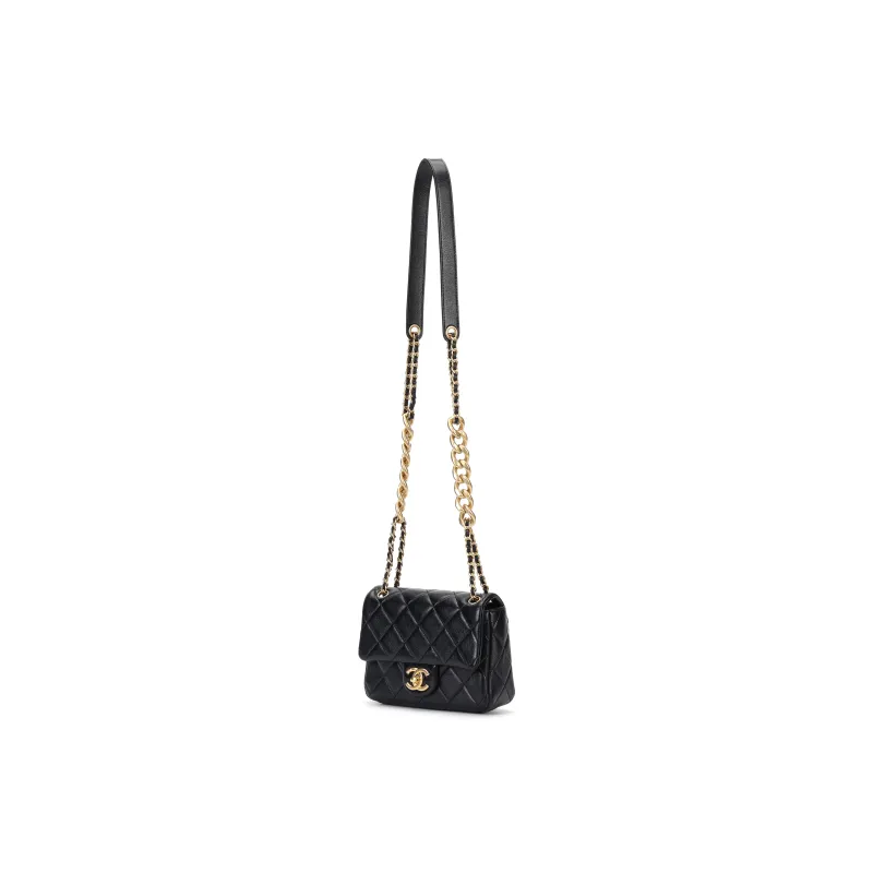 CHANEL Lambskin Portable Crossbody Bag, Shoulder Bag Mini Women's Black-1