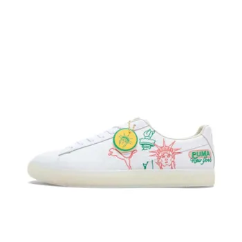PUMA Clyde Anti Slip Wear Resistant Low Top Skateboard Shoes Unisex White