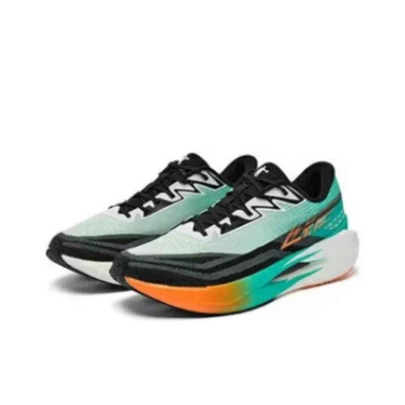QIAODAN Flying Shadow PRO Anti Slip Wear Resistant Low Top Carbon Plate Running Shoes Men's Green Black-2