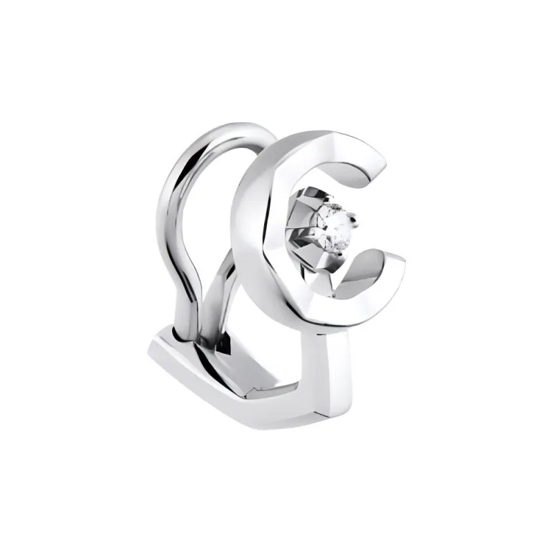 CHANEL 18K White Gold Clip-On Earrings Women's Silver-1