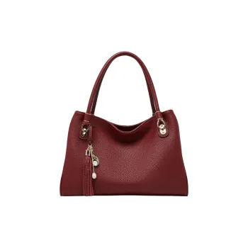 Geshiman Cow Leather Handbag Women's Burgundy/Black