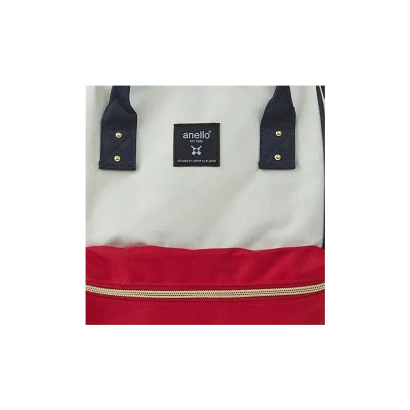 Anello Polyester Backpack Small Size Unisex Black/White/Red-3