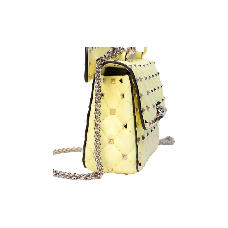 Valentino GARAVANI Lambskin Material Shoulder Bag, Crossbody Bag, Handbag Women's Yellow-4