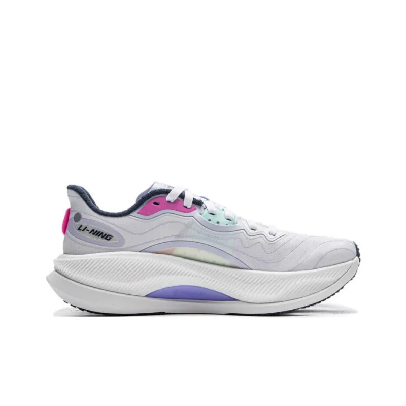 LiNing Yueying 4PRO Slip Resistant Cushioning Rebound Low Top Casual Running Shoes Men's White Purple-1
