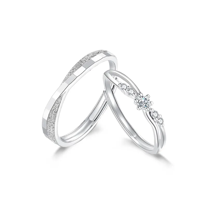 NUSQ Sterling Silver Zircon Rings Unisex-0