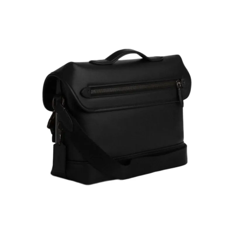 COACH League Leather Shoulder Bag Crossbody Bag Handbag Large Size Men's Black-1