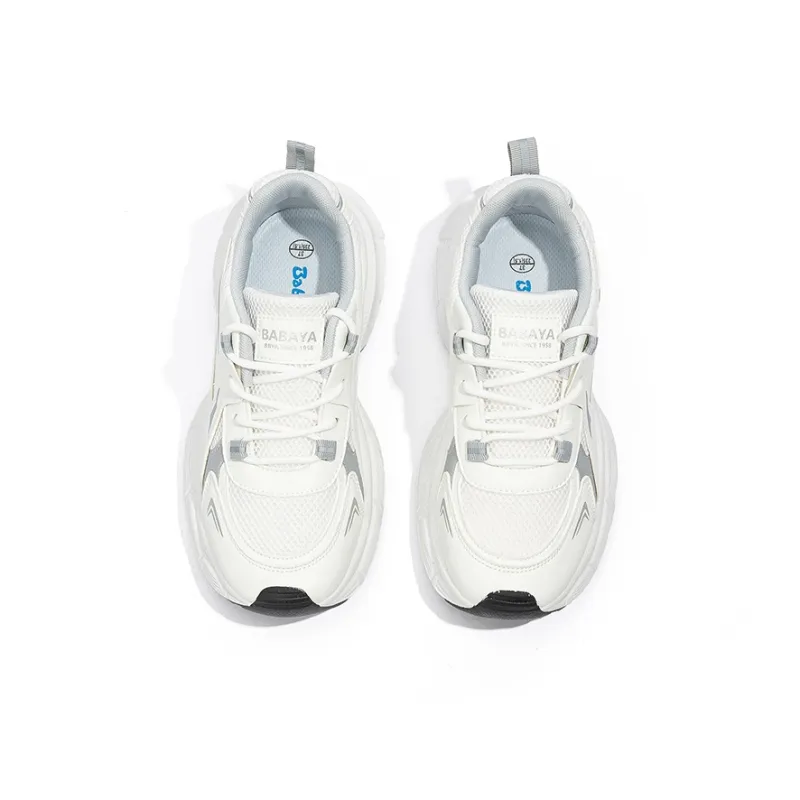 BABAYA KIDS Slip Resistant Breathable Low Top Chunky Sneakers Women's White Gray-5