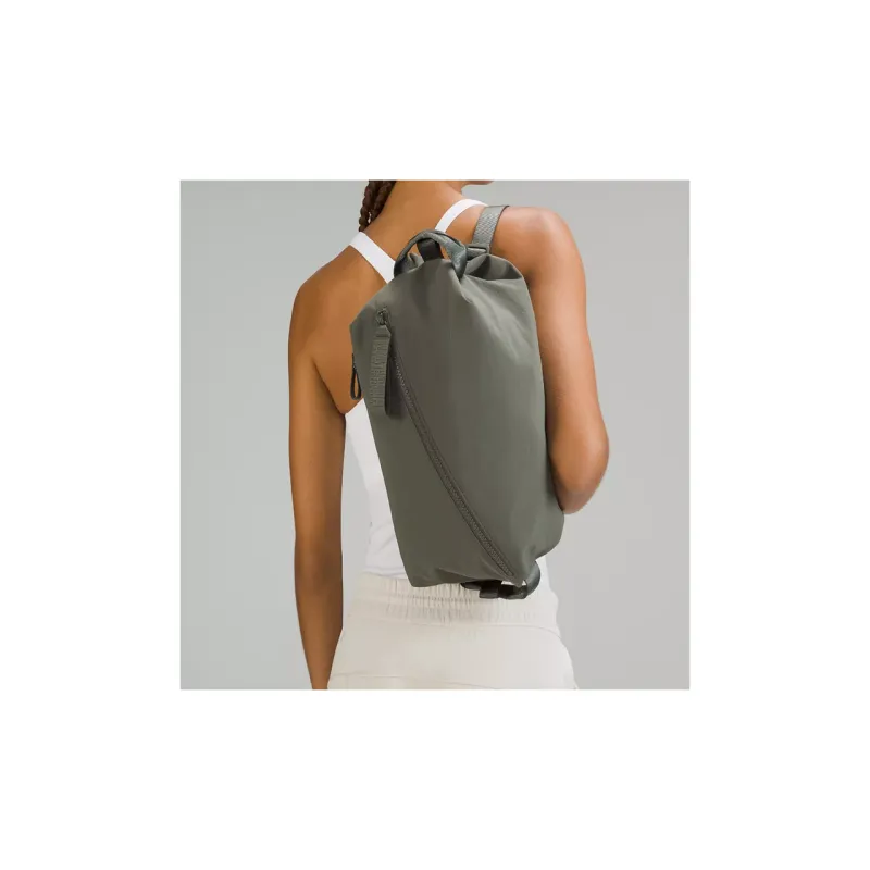 Lululemon Nylon And Polyester Blend Crossbody One Shoulder Backpack Regular Women's Green Gray-4