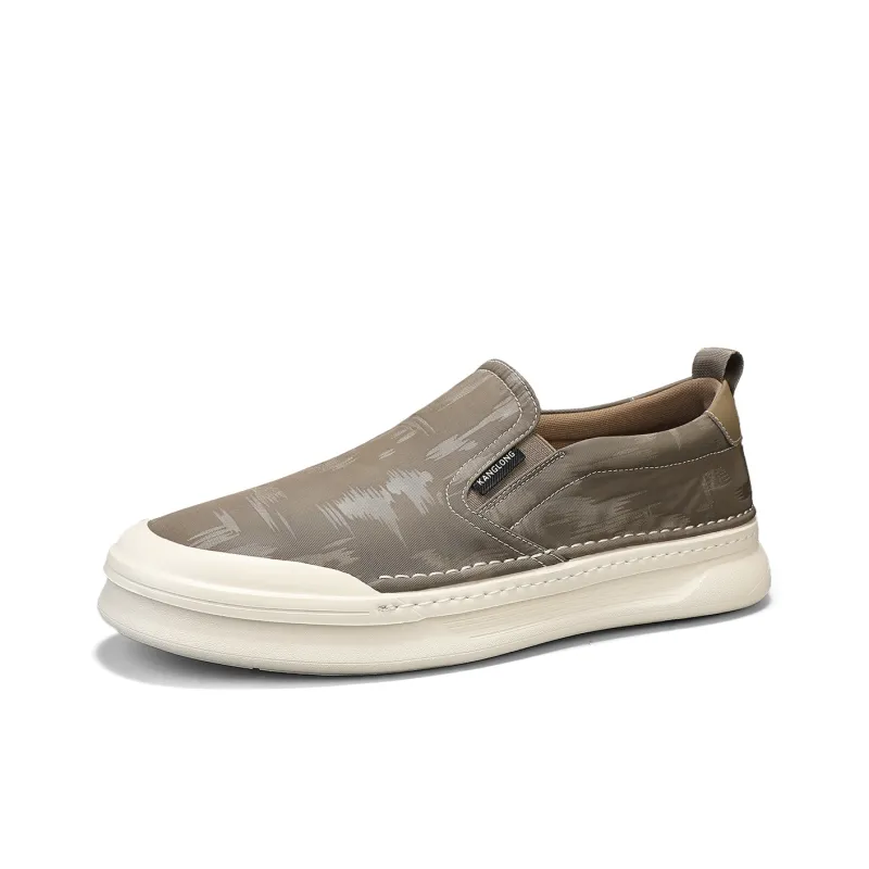 KANGLONG Men's Casual Shoes Men Low Top Tea Umber/Ink Black-2