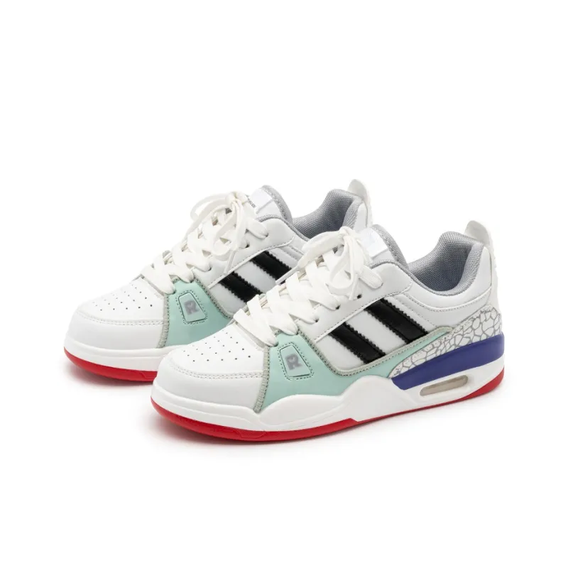 WELKIN&WZWJ Skateboard Shoes Unisex Low Top White Blue Red-3