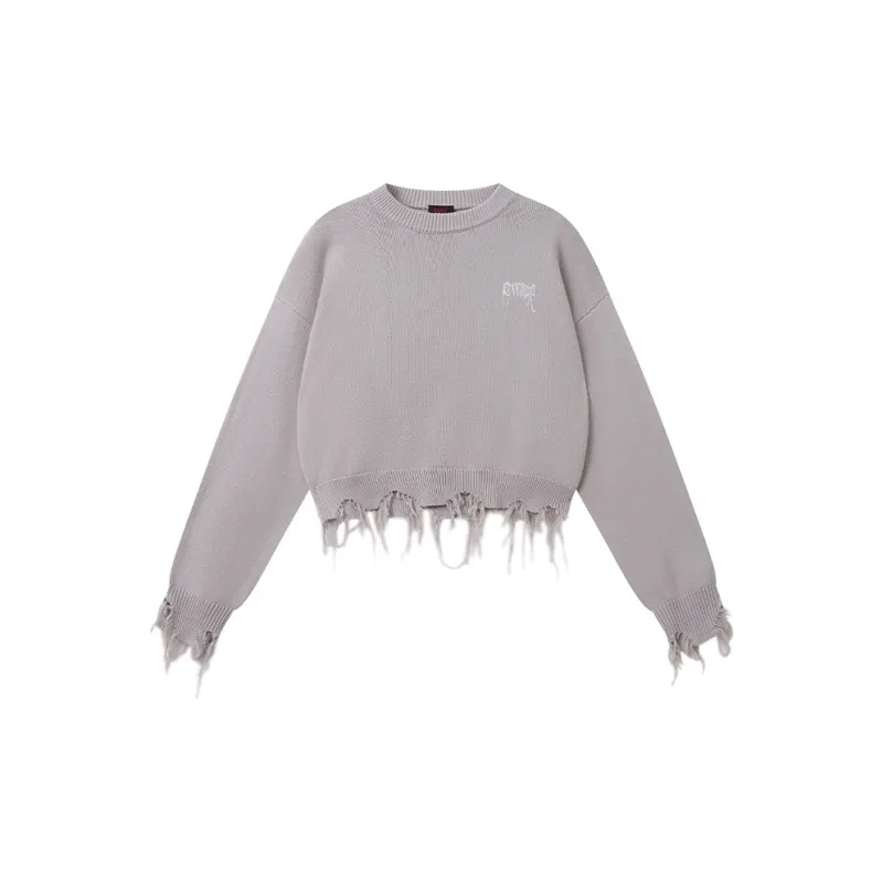 Pop Mart X Revenge Hirono Collaboration Sweaters Unisex Light Gray-1