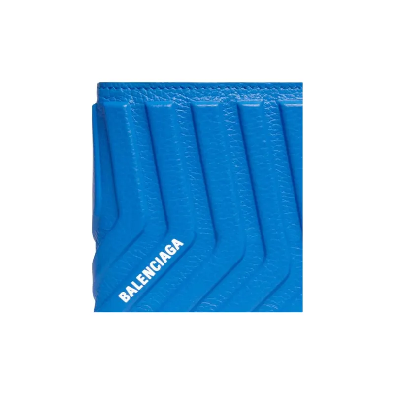 Balenciaga Calfskin Wallet Card Holder Coin Purse Men's Blue-4