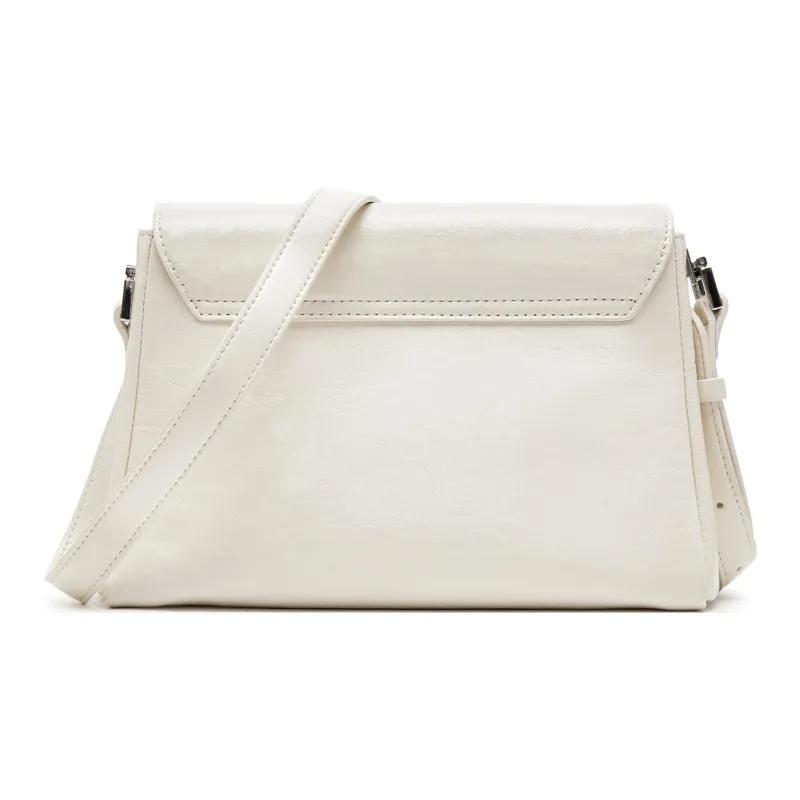 Staccato Cow Leather Shoulder Bag Medium Size Women's Ink Stone Black/Cream Beige-6