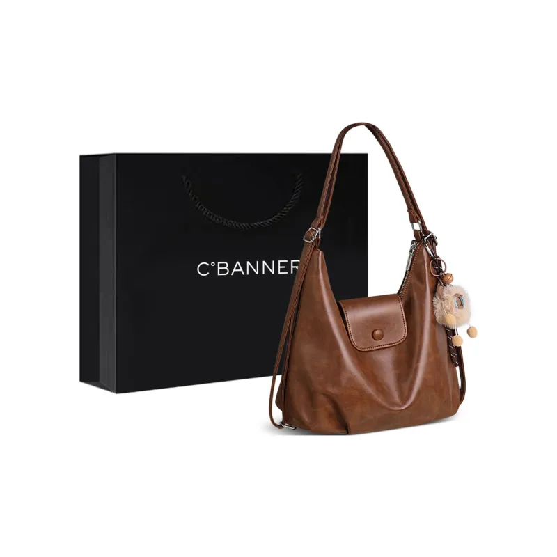 C°BANNER Synthetic Leather One Shoulder Underarm Tote Regular Women's Coffee/Brown/Black-5