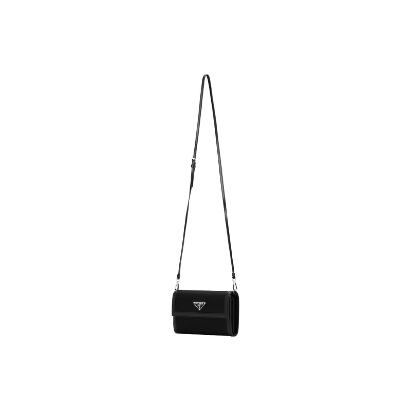 PRADA Nylon Fabric With Saffiano Leather Shoulder Bag, Crossbody Bag Women's Black-2