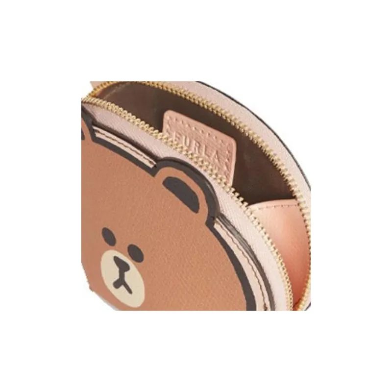 Furla LINE FRIENDS Collaboration Leather Coin Purse Mini Women's Brown Multicolor-3