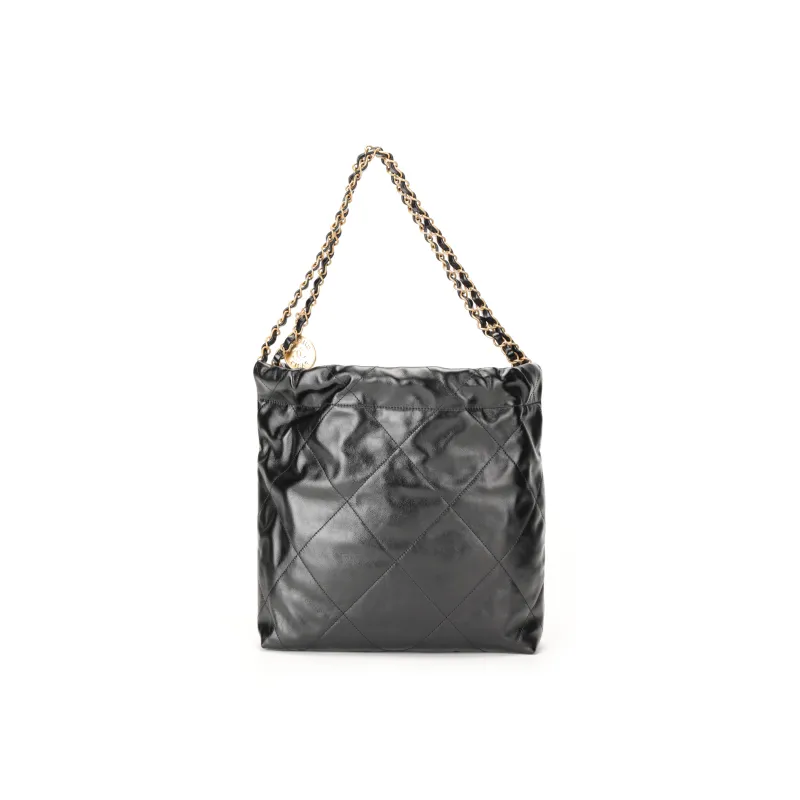 CHANEL Cow Leather Hobo Bag One Shoulder Women's Black-2