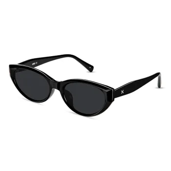 LOHO Plate Frame Cat Eye Driving Sunglasses For Travel Photography With UV Protection Women's Black Oat