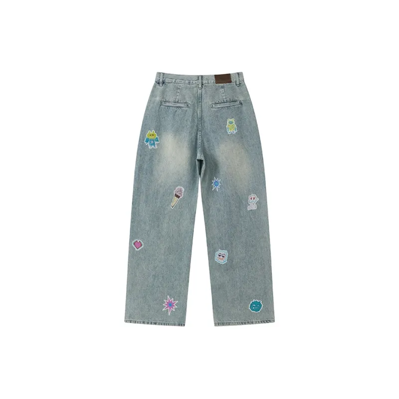 WULISHAONIAN Jeans Unisex Light Blue-1
