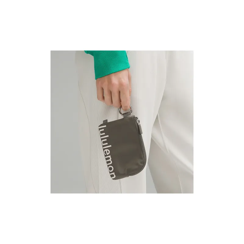 Lululemon Water-Resistant Fabric Card Holder Regular Women's Gray Sage Green With White Opal-2