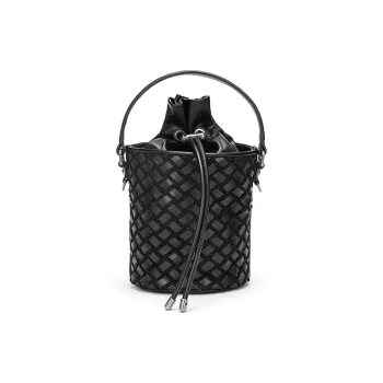 Ed Hardy Sheepskin Bucket Bag, Shoulder Bag Small Size Women's Black