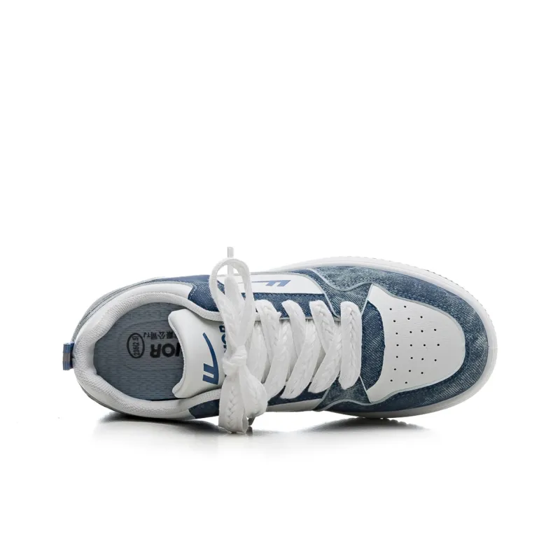 Warrior Lightweight And Breathable Low Top Skateboard Shoes Unisex Denim Blue White-2
