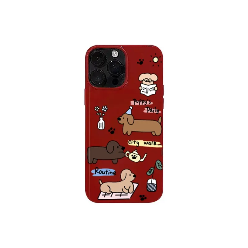 XIANGRIKE TPU Material Long Puppy Phone Case Compatible With IPhone 15/14 Plus/13/12/11/15 Pro Max/XS/XR/XS Max/8 Plus-0